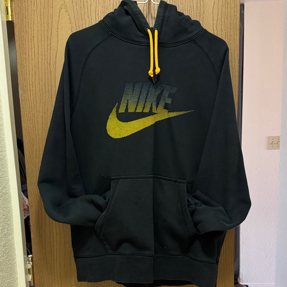 Nike Black Hoodie with Yellow Accents